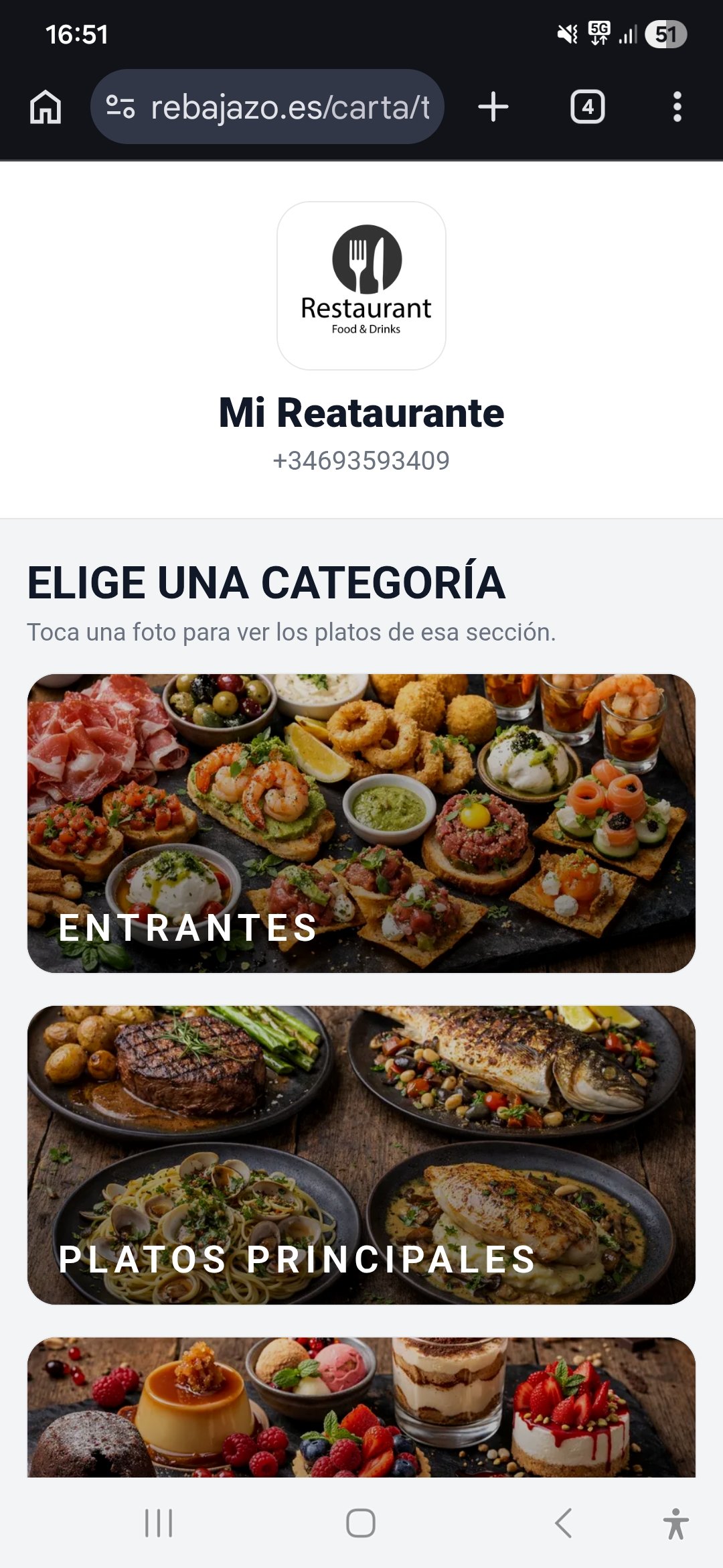 Vista Premium de la carta digital